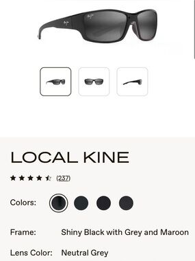 Maui Jim Local Kine Black & Gray NWT